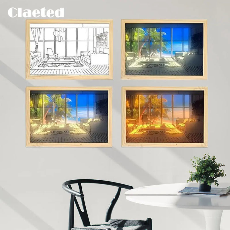 Axyaa Wooden Photo Frame Night Light: Advanced LED Lamp for Home Decor & Gifting