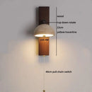 Axyaa Wooden LED Wall Lamp with Switch, E27 Bulb, Yellow Travertine - Wandleuchte