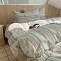 Axyaa Nordic Pink Stripes Cotton Duvet Cover 150x200 Girl's Room Comforter Set