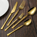 Axyaa 30-Piece Stainless Steel Tableware Set with Golden Waist Design