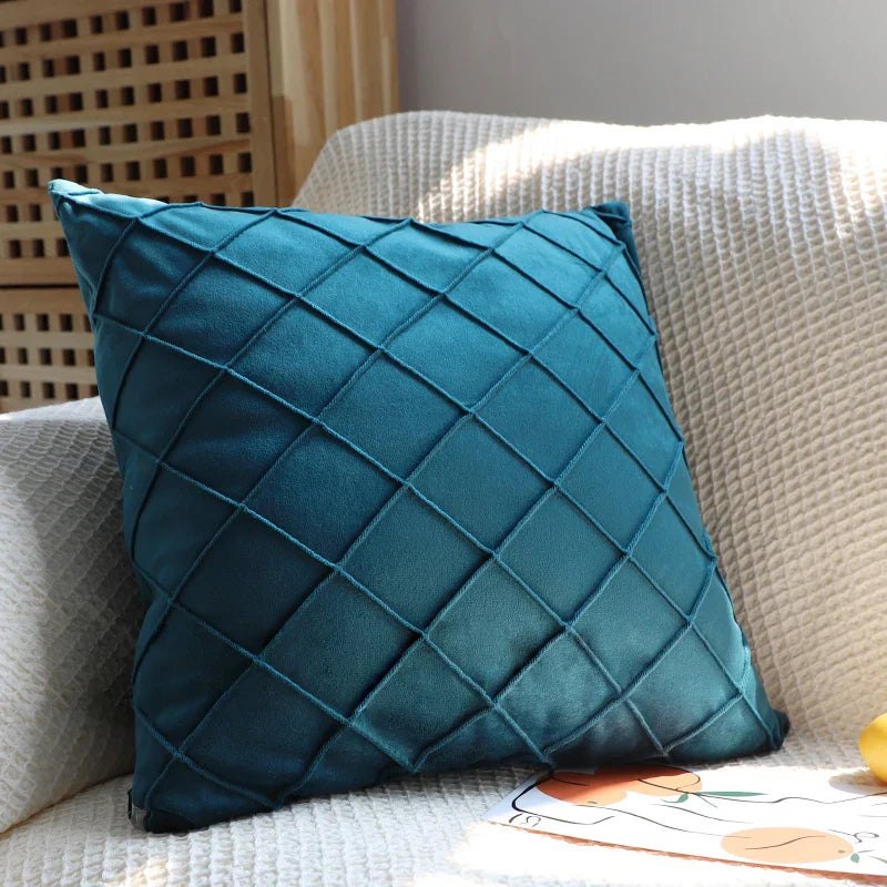 Velvet Geometric Cushion Cover by Axyaa - 45x45cm Pillowcase for Home Decor