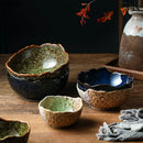 Axyaa Flame-Killed Ceramic Fruit Salad Bowl, Irregular Shape, Molecular Cuisine Tableware