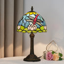 Axyaa Dragonfly Style Stained Glass Table Lamp for Bedroom and Living Room