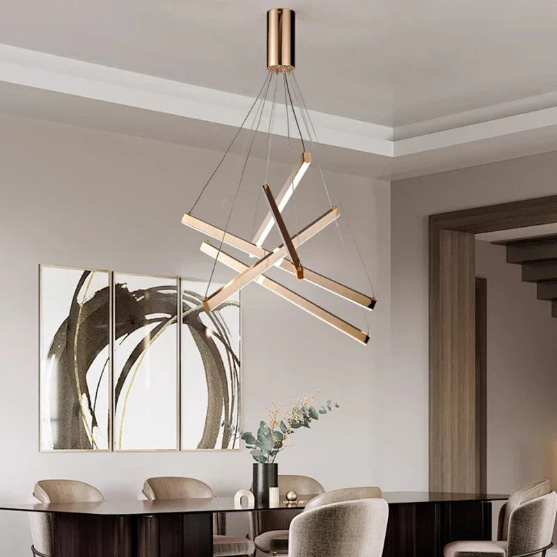 Axyaa Stainless Steel LED Chandelier for Nordic Home Decor & Dining Room Lighting
