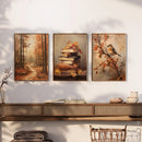 Axyaa Autumn Fantasy Forest Birds Wall Art Prints, Dark Academia Decor Posters
