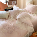 Axyaa Floral Embroidery Queen Bedding Set with Duvet Cover, Sheet, Pillowcases