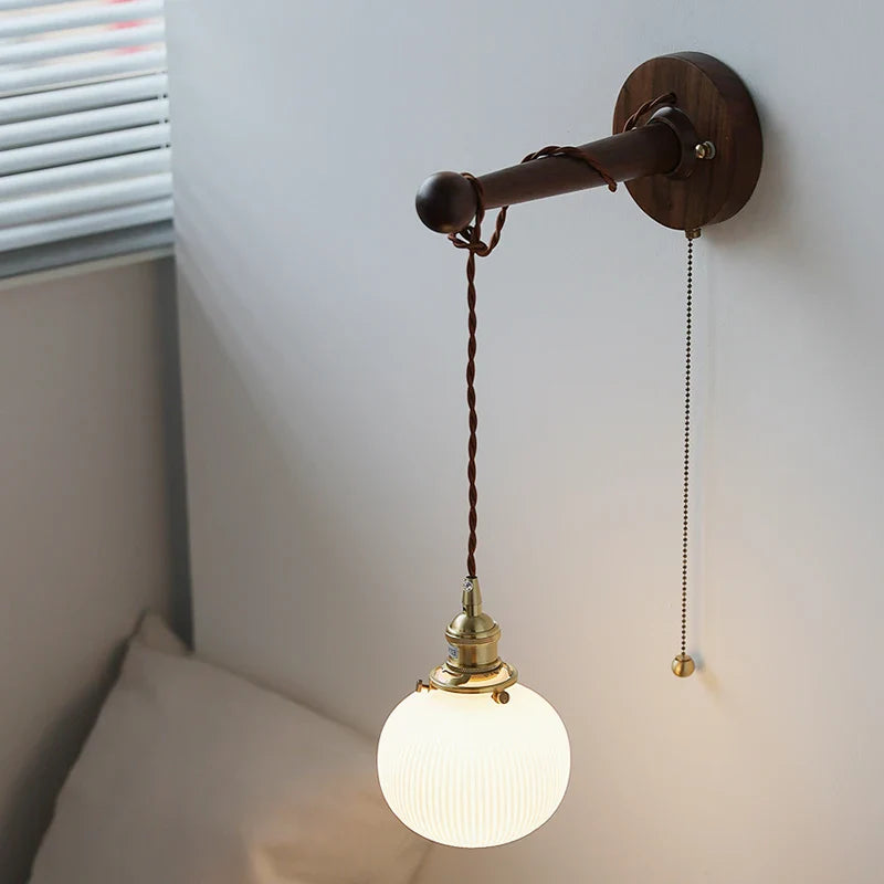 Axyaa White Pumpkin Glass LED Wall Light for Home Lighting Fixture