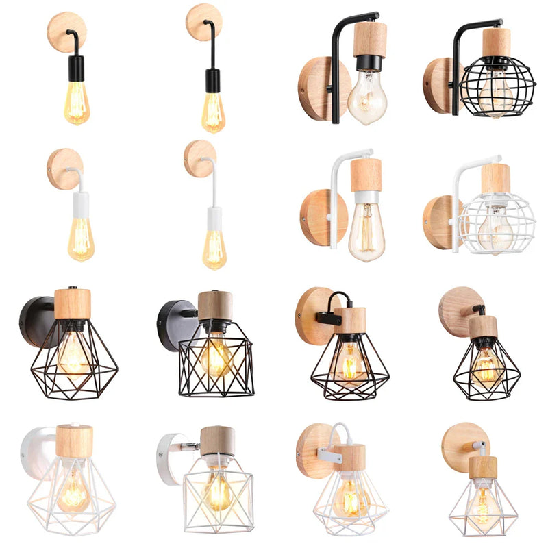 Nordic Wooden Wall Lights Modern Bedroom Sconce Axyaa Brand