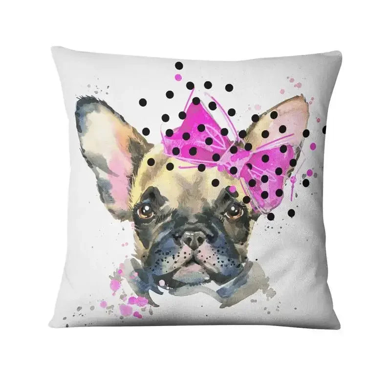 Axyaa French Bulldog Gift Cushion: Decorative Sofa Throw Pillow with American Cartoon Pet Print