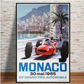 Axyaa Retro Monaco Race Car Wall Art Canvas Painting for Home Decor