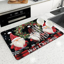 Christmas Pygmy Berry Drying Mat - Axyaa Absorbent Non-Slip Kitchen Counter Mat