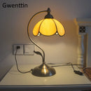 Axyaa Mediterranean Tiffany Stained Glass Table Lamp Vintage LED Desk Light