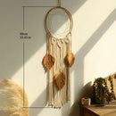 Axyaa Boho Macrame Dream Catcher with Leaf Wall Hanging
