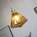 Axyaa Diamond Amber Glass LED Pendant Lights - Nordic Modern Hanging Lamp