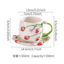 Axyaa Ceramic Strawberry Coffee Cup and Saucer Set with Embossed Design