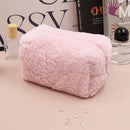 Axyaa Plush Korean Cosmetic Pouch: Large Kawaii Makeup Organizer Bag for Women.