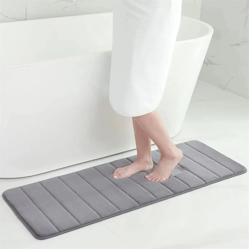 Luxury Memory Foam Bath Mat by Axyaa: Super Absorbent, Soft Coral Velvet, Non-Slip Rug
