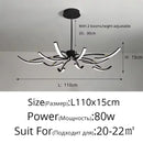 Axyaa Octopus LED Chandelier: Matte Black/White Finish, Dimmable Pendant Lighting