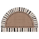Axyaa Semi-circle Ethnic Floral Floor Mat: Retro Art, Geometric Design, Stain-resistant Rug