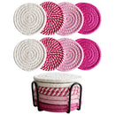 Axyaa Cotton Woven Coasters Set of 8 - Minimalist Absorbent Drink Coasters