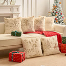 Axyaa Christmas Embroidered Beige Pillowcase 45x45cm Plush Winter Sofa Decor