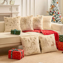 Axyaa Christmas Embroidered Beige Pillowcase 45x45cm Plush Sofa Cushion Cover