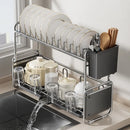 Axyaa Double Layer Kitchen Sink Dish Drainer Rack and Cutlery Basket