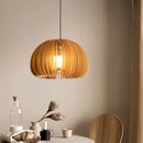 Axyaa Wood Pumpkin Pendant Light - Vintage E27 Hanging Lamp for Home and Restaurant