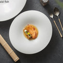 Axyaa White Ceramic Sushi Salad Pasta Soup Plate Set for Molecular Cuisine
