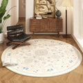 Axyaa Blue Flower Persian Style Round Carpet for Living Room and Study Area