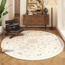 Axyaa Blue Flower Persian Style Round Carpet for Living Room and Study Area