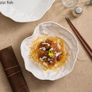 Axyaa Irregular Ceramic Salad Bowl Set - White Texture Thick Soup Fruit Dessert Bowls