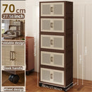 Axyaa 5-Tier Foldable Storage Cabinet with Wheels for Clothes Organization