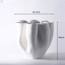 Axyaa Open Fold Edge Ceramic Vase, Abstract Porcelain Flower Pot, Home Decor Crafting