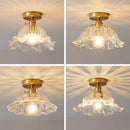 Axyaa Glass Copper LED Ceiling Light Fixture Simple Art Bedroom Living Room Chandelier