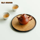 Axyaa Bamboo Banquet Serving Tray | Decorative Tea Plate for Coffee Bread Dessert