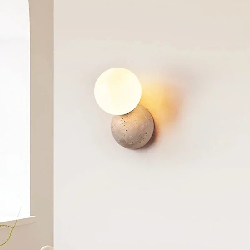 Axyaa Cave Stone Wall Led Wall Lamp - Creative Nordic Round Lighting for Bedroom