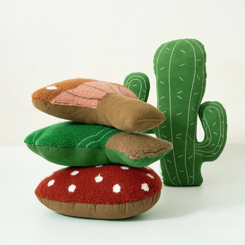 Tufted Mushroom Cactus Strawberry Shape Decorative Pillow by Axyaa