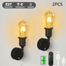 Axyaa Vintage Rechargeable Wall Lamp, Remote Control Touch Dimmable Battery Operated Black Wall Light