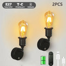 Axyaa Rechargeable Vintage Wall Lamp with Remote Control and Touch Dimmer