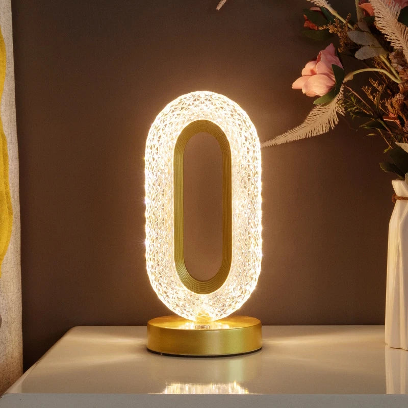 Axyaa Crystal Table Lamp: Remote-Controlled Dimmable Desk Light with USB Charging