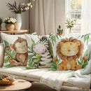 Jungle Animals Cartoon Print Pillowcase by Axyaa - Sofa, Bedroom, Car Cover