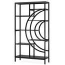 Axyaa 71" Geometric Bookcase, 8-Tier Rustic Bookshelf with Metal Frame