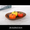 Axyaa Rattan Wicker Serving Baskets Set Tabletop Display Handle 10 Styles Khaki