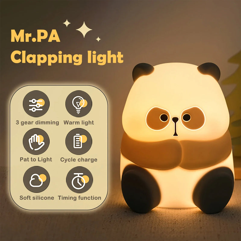 Axyaa Cute Panda Silicone Night Light - Rechargeable LED Lamp for Kids