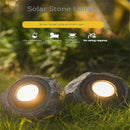 Axya Solar Stone Pond Light: LED Outdoor Garden Decor for Yard, Patio, Lawn.