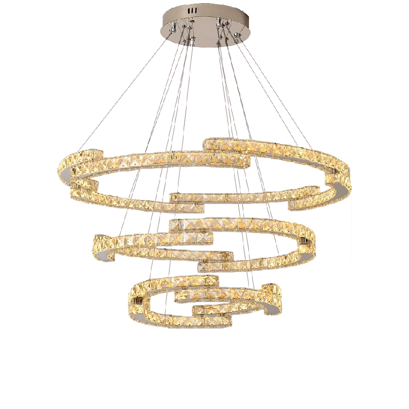 Axyaa Crystal Circular Living Room Pendant Chandelier