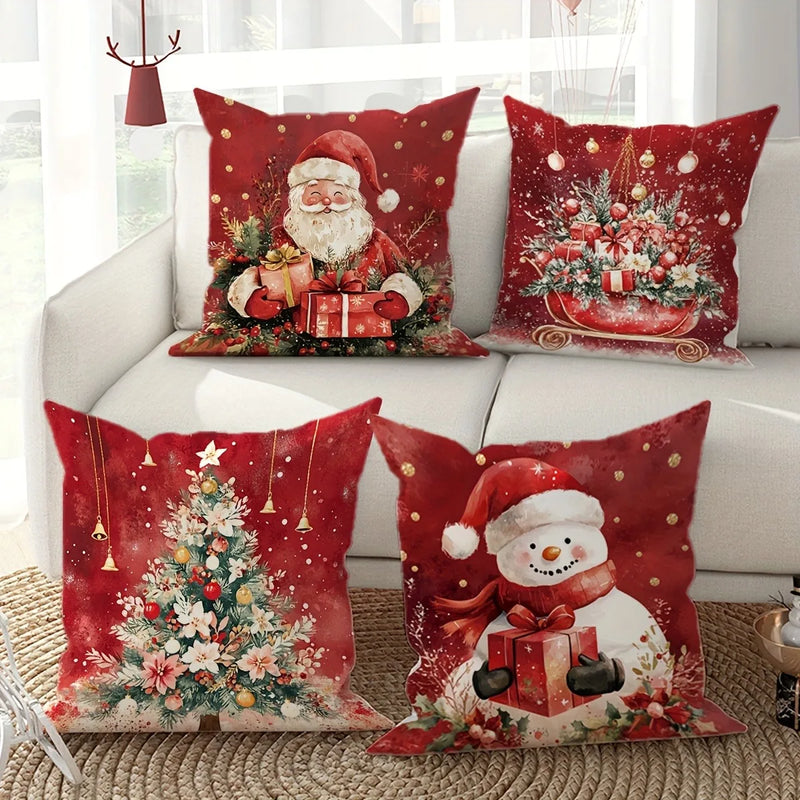 Christmas Pillowcase Set by Axyaa - Festive Sofa Cushion Covers for Home Decor