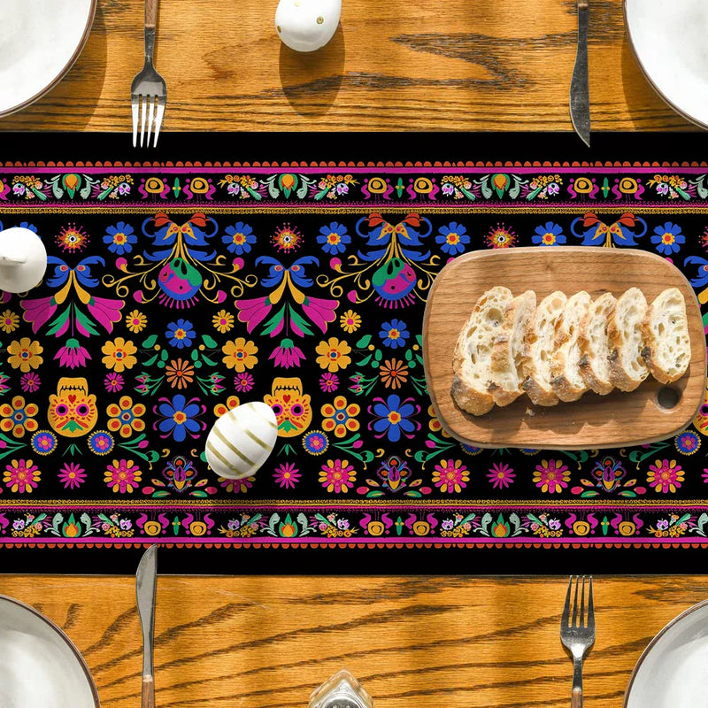 Axyaa Halloween Skulls Table Runner for Kitchen and Dining Room