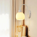 Axyaa White Glass LED Wall Lights | Modern Iron Stair Light with Pull Chain Switch